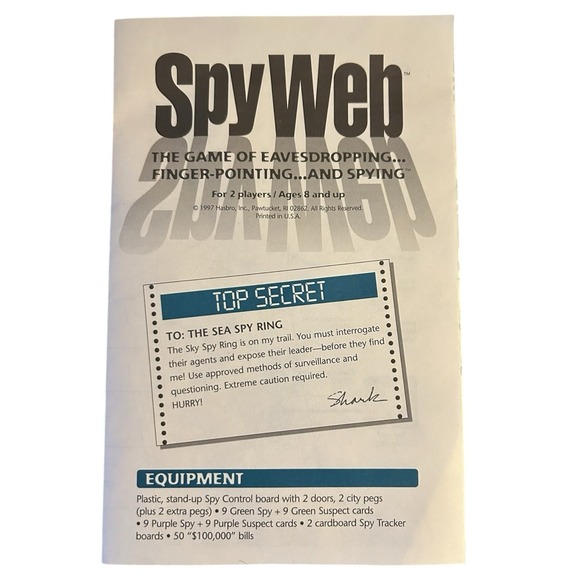 Spy Web Vintage Espionage Board Game 1997 Parker Brothers Complete - Picture 2 of 7